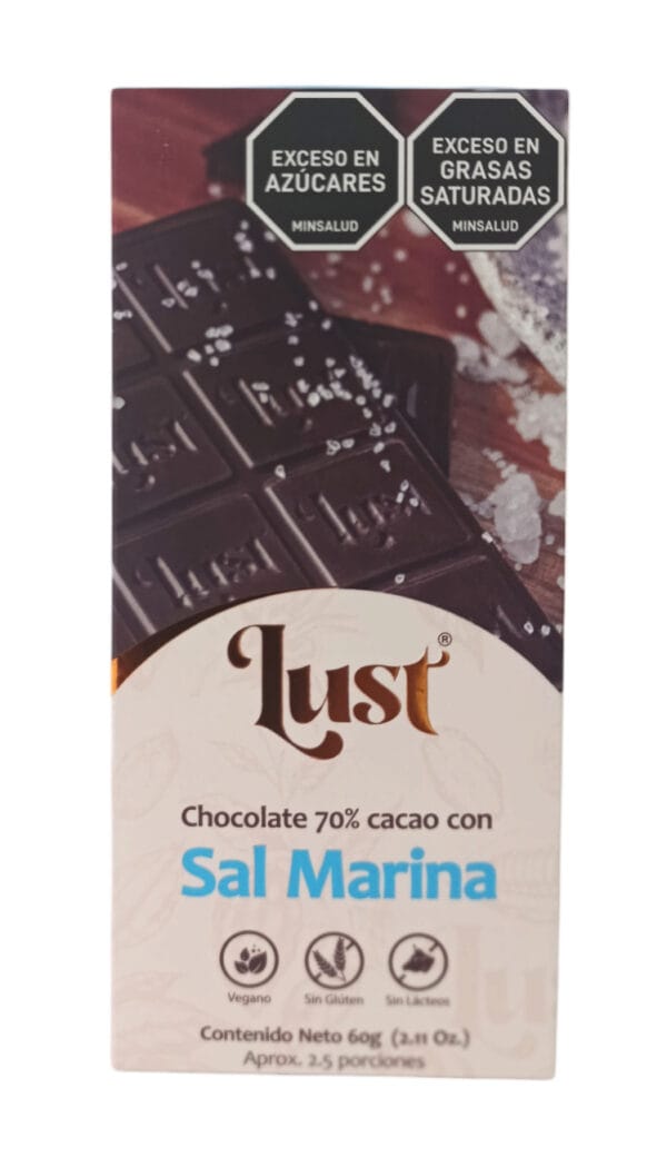 Barra de Chocolate 70% cacao con Sal Marina 60g - Imagen 2